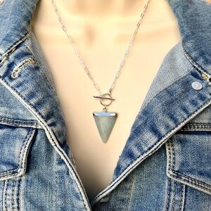 Silver and Green Pendant Necklace